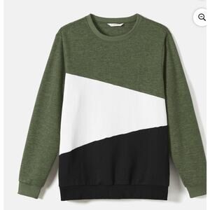 Patpat Color block Sweater Olive / Black Men’s 2Xl